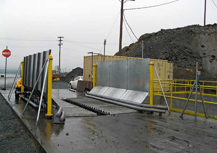An outdoor fleet washing system.